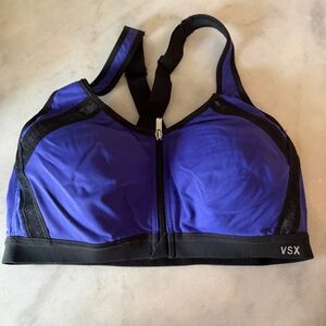 VSX Women's Blue and Black Front-Zip Sports Bra